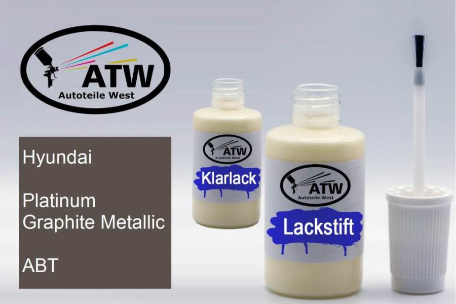 Hyundai, Platinum Graphite Metallic, ABT: 20ml Lackstift + 20ml Klarlack - Set, von ATW Autoteile West.